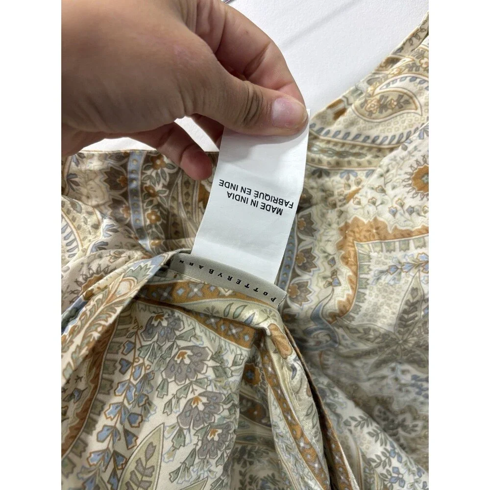 Pottery Barn Blythe Paisley Floral Cream Euro Pillow Sham Gold Blue